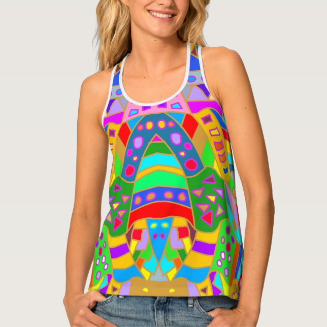 Psychedelic Rainbow Swirl Abstract Art All-Over Pr Tank Top (Front)