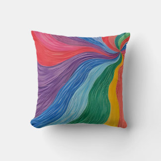 Psychedelic Rainbow Swirl Abstract Wall Art Vibran Throw Pillow