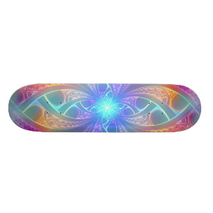 Psychedelic Rainbow Swirls Fractal Pattern Skateboard Deck