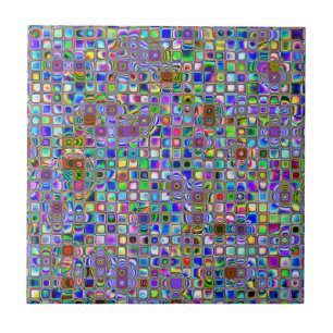 Psychedelic Rainbow Textured Mosaic Tiles Pattern