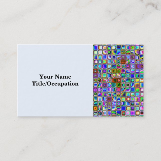 Psychedelic Rainbow Textured Mosaic Tiles Pattern Business Card (Front)
