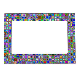Psychedelic Rainbow Textured Mosaic Tiles Pattern Magnetic Photo Frame