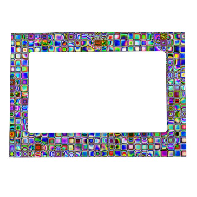 Psychedelic Rainbow Textured Mosaic Tiles Pattern Magnetic Photo Frame (Front)