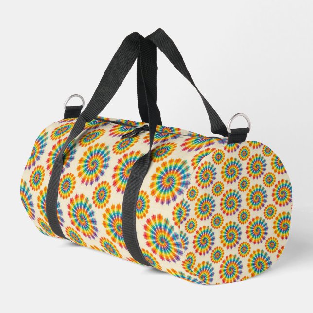 Psychedelic Rainbow Tie Dye Duffle Bag (Left Corner)