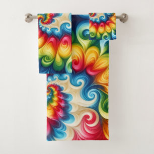 Psychedelic Rainbow Tie Dye Towel Set