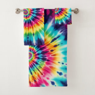 Psychedelic Rainbow Tie Dye Towel Set