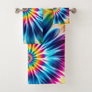 Psychedelic Rainbow Tie Dye Towel Set