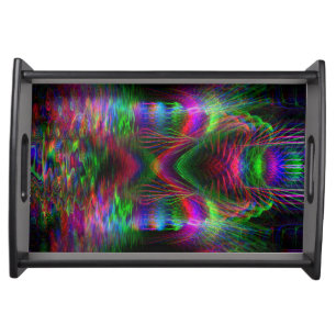 Psychedelic Rainbow Twin Love Heart Serving Tray