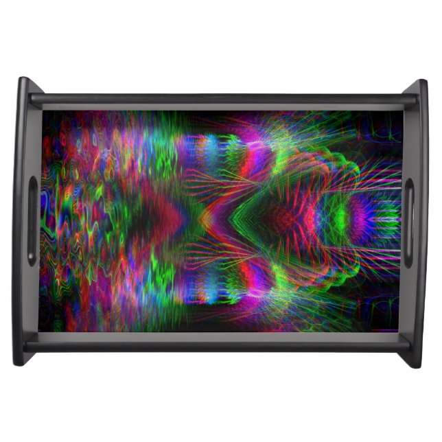 Psychedelic Rainbow Twin Love Heart Serving Tray (Front)