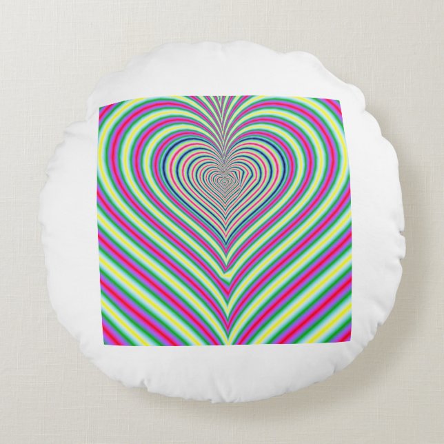 Psychedelic Rainbow Valentine Throw Pillow (Front)