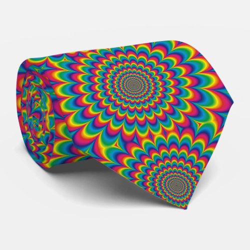 Psychedelic Rainbow Vibrant Color Retro Neck Tie