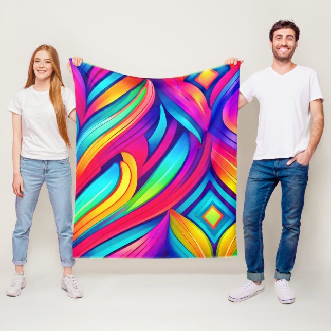  Psychedelic Rainbow Vortex Fleece Blanket (In Situ)