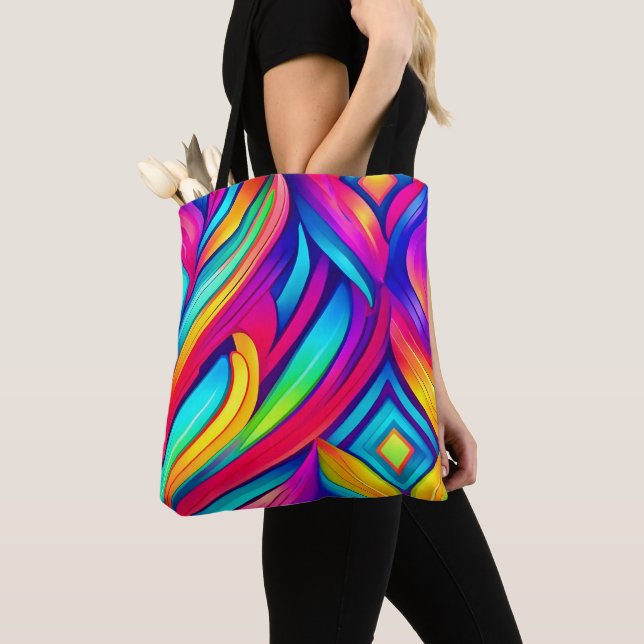  Psychedelic Rainbow Vortex Tote Bag (Close Up)
