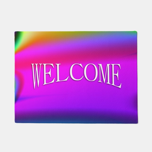 Psychedelic Rainbow Welcome Doormat (Front)