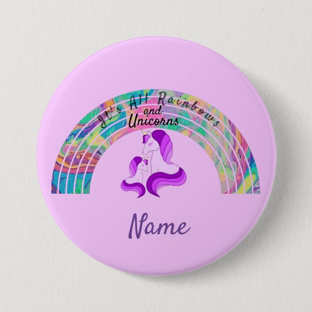 Psychedelic Rainbows and Unicorns Thunder_Cove  Button (Front)