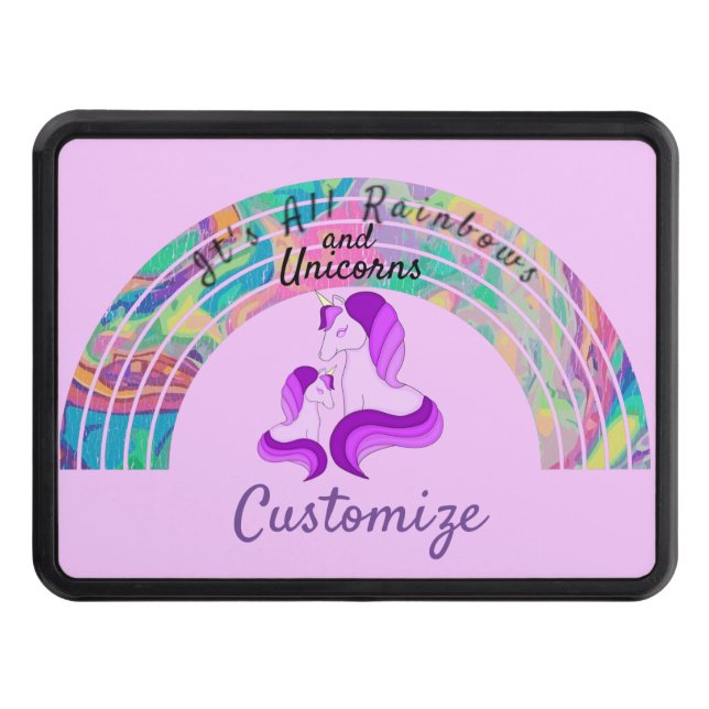 Psychedelic Rainbows and Unicorns Thunder_Cove Hitch Cover (Front)