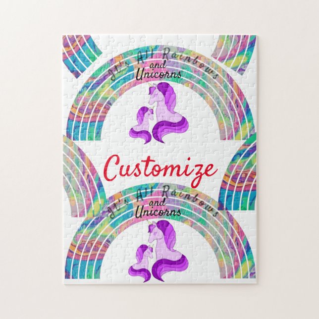 Psychedelic Rainbows and Unicorns Thunder_Cove Jigsaw Puzzle (Vertical)