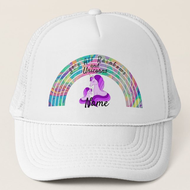 Psychedelic Rainbows and Unicorns Thunder_Cove  Trucker Hat (Front)