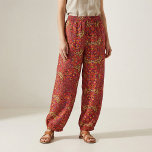 Psychedelic Red Gold Celtic Knot Geometric Mosaic Fabric