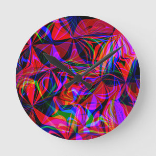 Psychedelic Red Mix Abstract Colorful Round Clock