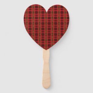 psychedelic red plaid pattern hand fan