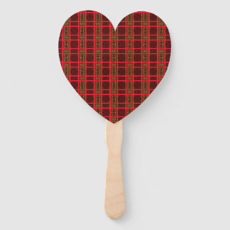 psychedelic red plaid pattern hand fan
