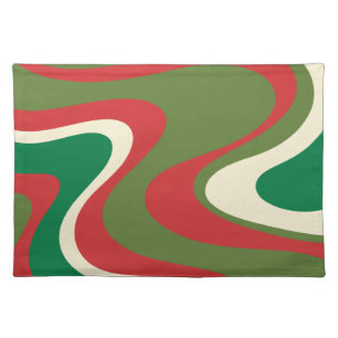 Psychedelic Retro 60s 70s Abstract Christmas Cloth Placemat