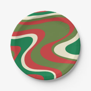 Psychedelic Retro 60s 70s Abstract Christmas Paper Plates