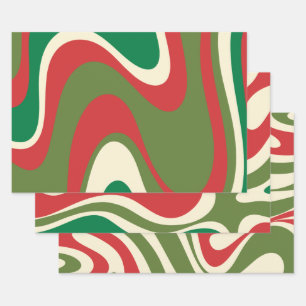 Psychedelic Retro 60s 70s Abstract Christmas Wrapping Paper Sheets