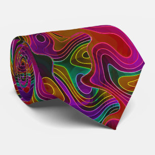 Psychedelic Retro Abstract Liquid Pink Neck Tie