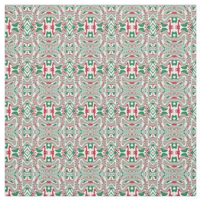 Psychedelic Retro Bold Groovy Christmas Pattern Fabric (Swatch)