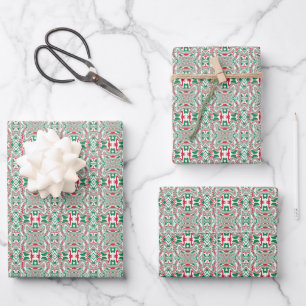 Psychedelic Retro Bold Groovy Christmas Pattern Wrapping Paper Sheets