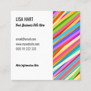 Psychedelic Retro Candy Rainbow Striped Pattern Square Business Card