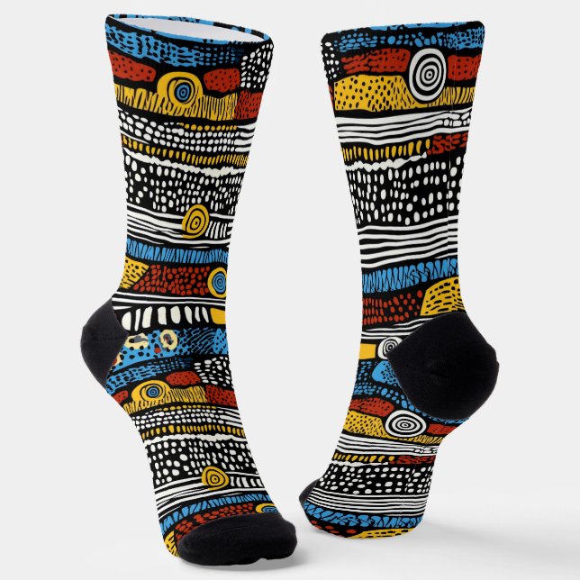 Psychedelic Retro Colors Socks (Angled)