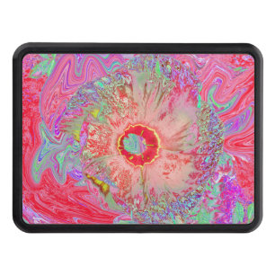 Psychedelic Retro Coral Rainbow Hibiscus Hitch Cover