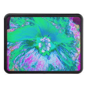 Psychedelic Retro Green and Hot Pink Hibiscus Hitch Cover