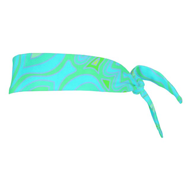 Psychedelic retro hippie sixties green blue boho tie headband (Rotate 90)
