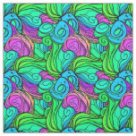 Psychedelic Retro Pattern Blue Green Teal Purple Fabric