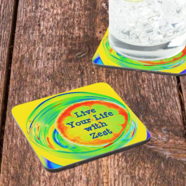 Psychedelic Retro Pop Art Citrus Slice Beverage Coaster (Creator Uploaded)