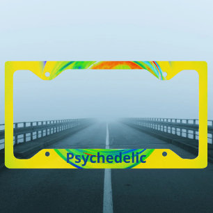 Psychedelic Retro Pop Bright Colorful Customizable License Plate Frame