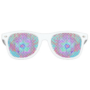 Psychedelic Retro Rainbow Blue Hibiscus Sunglasses