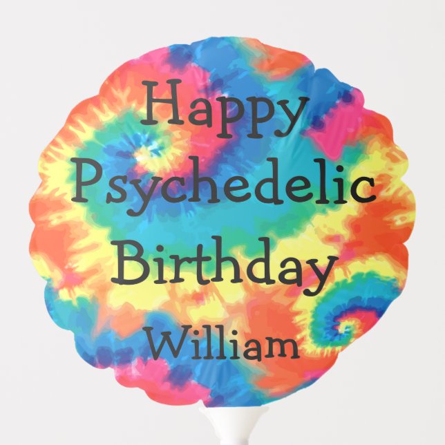 Psychedelic Retro Tie Dye Style Birthday Balloon (Front)