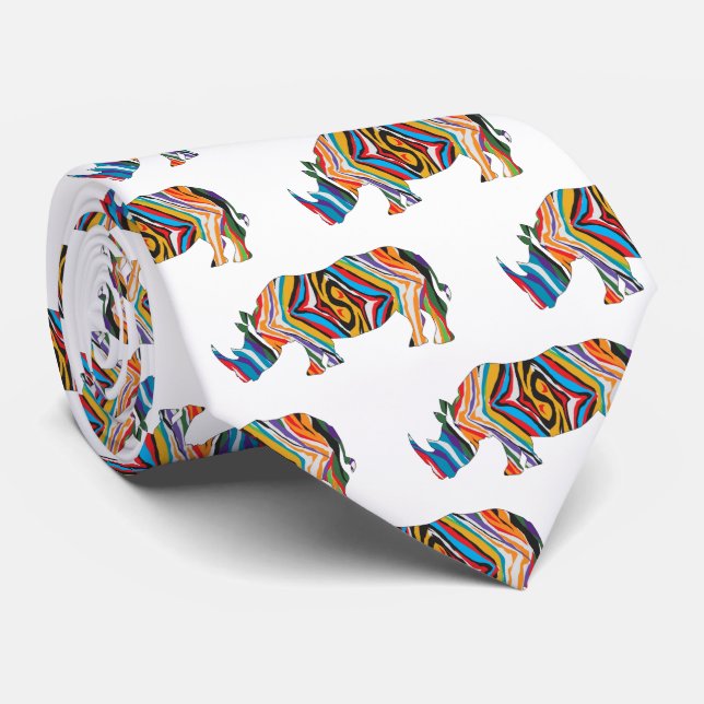 Psychedelic Rhinoceros Neck Tie (Rolled)