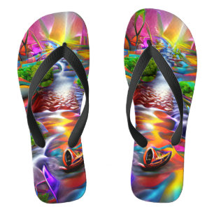 Psychedelic River Landscape Nature Custom Created  Flip Flops