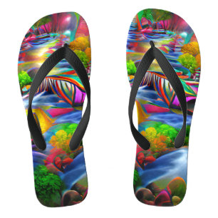 Psychedelic River Landscape Nature Custom Created Flip Flops