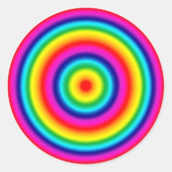 Psychedelic Round Rainbow Pattern Classic Round Sticker by hippygiftshop at Zazzle