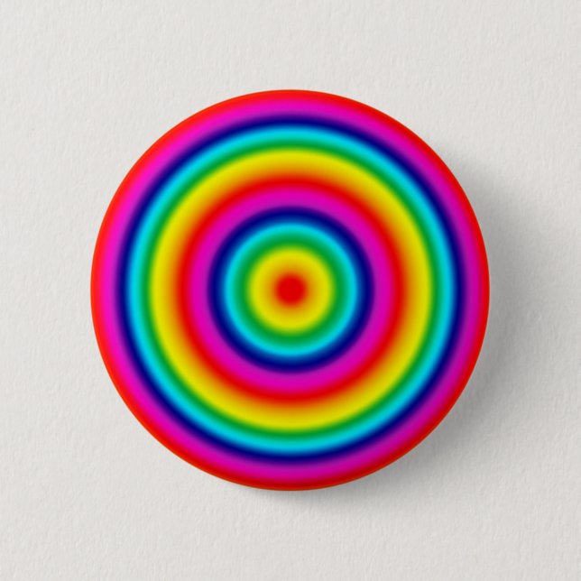 Psychedelic Round Rainbow Pattern Pinback Button (Front)