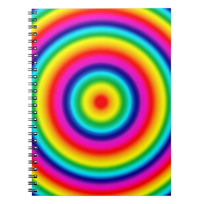 Psychedelic Round Rainbow Pattern Spiral Notebooks