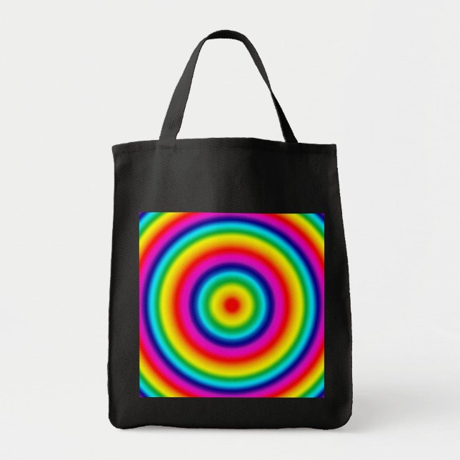 Psychedelic Round Rainbow Pattern Tote Bag (Front)
