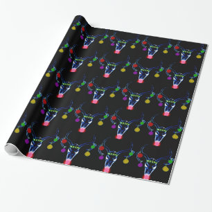 Psychedelic Rudolph Skull Wrapping Paper
